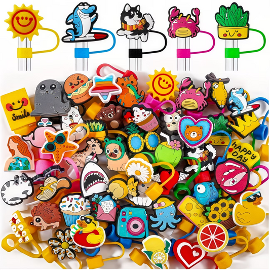 10 Ct. Random Straw Caps | Straw Toppers